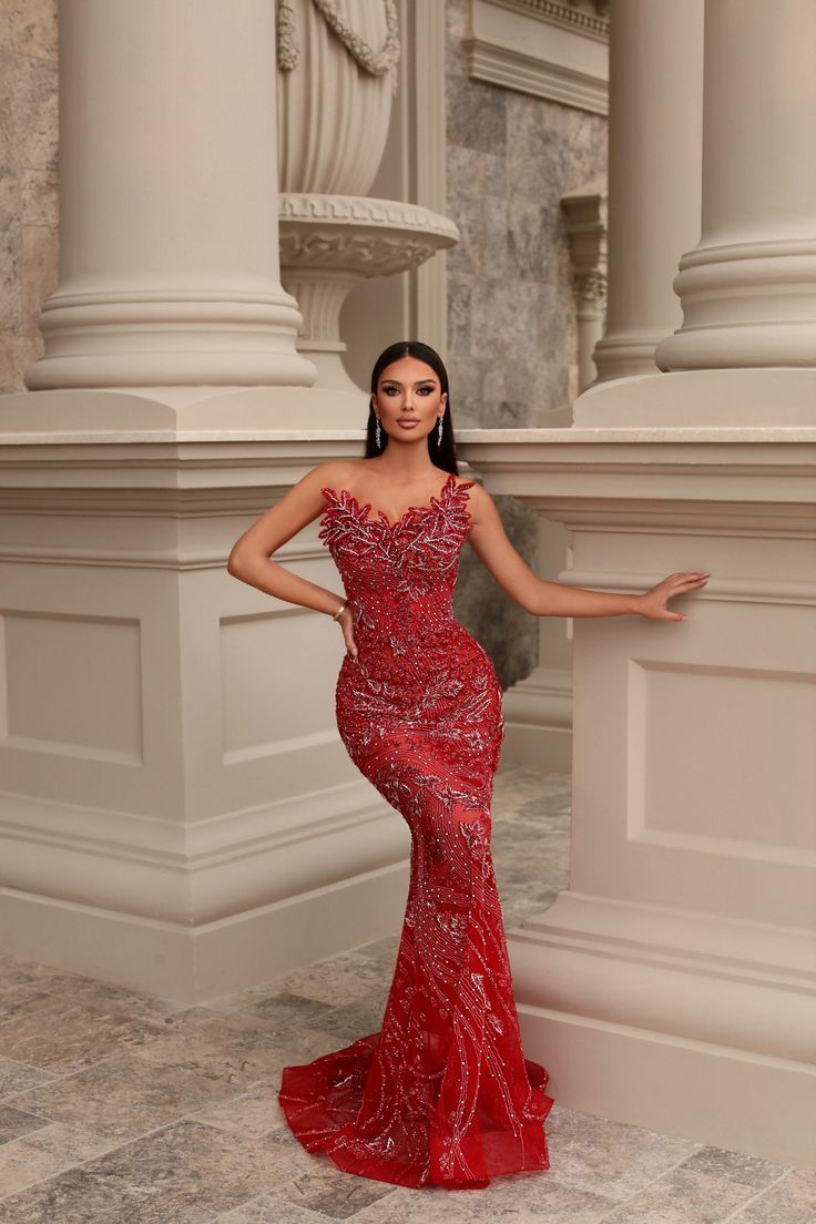 Red Mermaid Dress Outfit Ideas