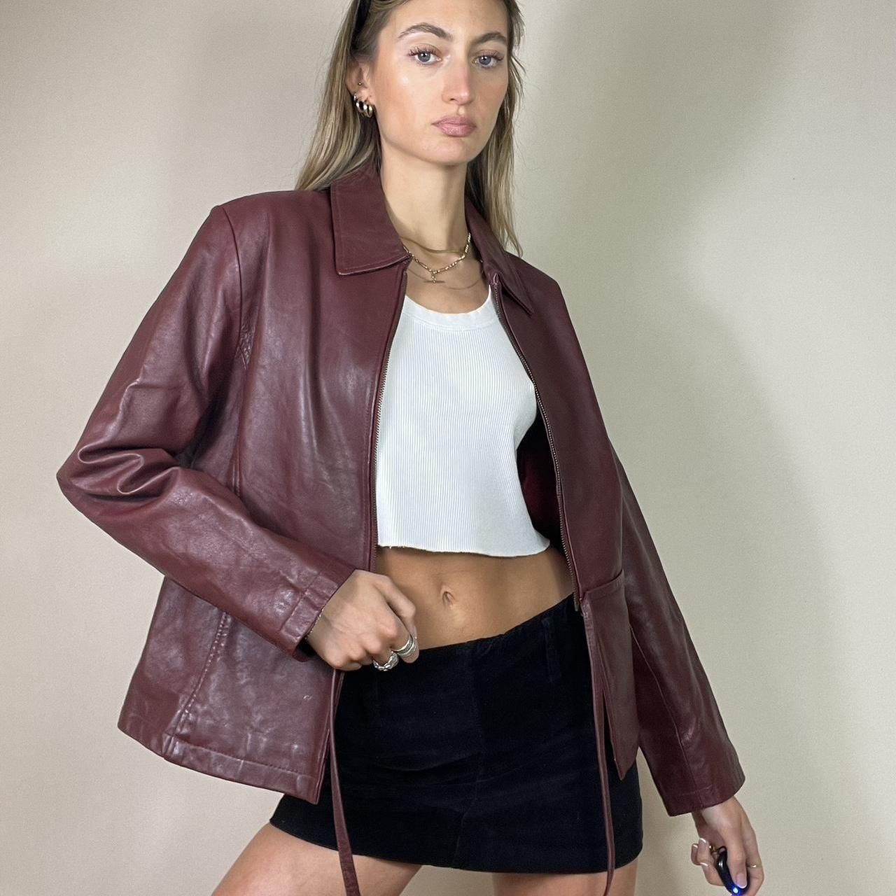 Burgundy Leather Jacket Outfit
  Ideas for Women