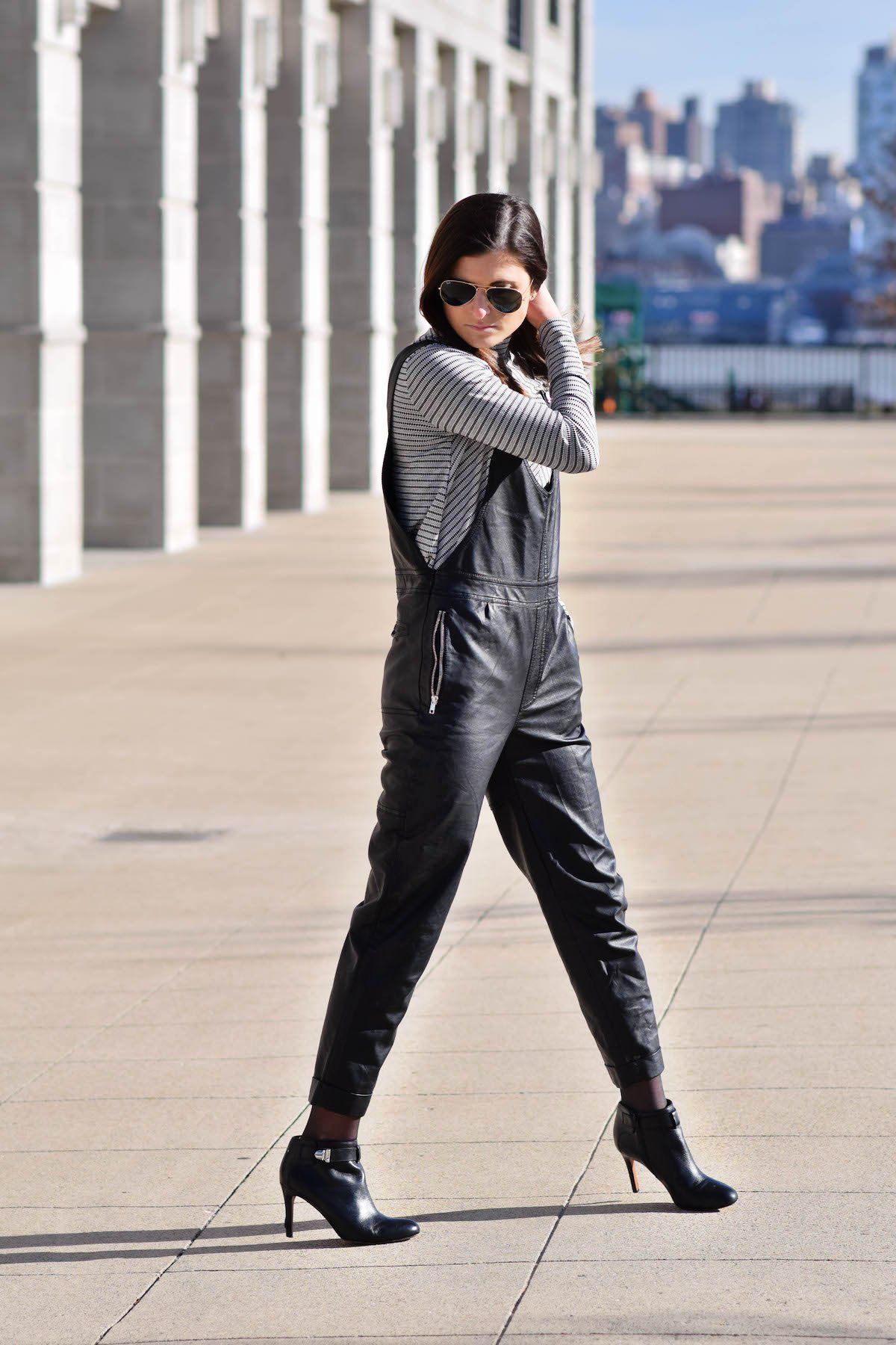 Black Leather Overalls Outfit
  Ideas