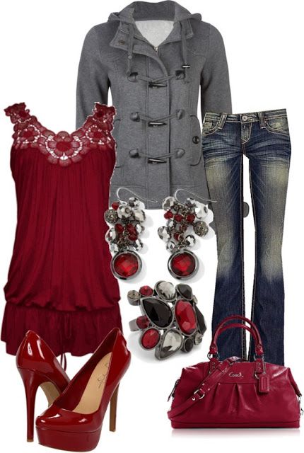 Maroon Sweater Deep Outfits
  for Ladies