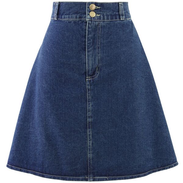 Knee Length Denim Skirt Outfit
  Ideas