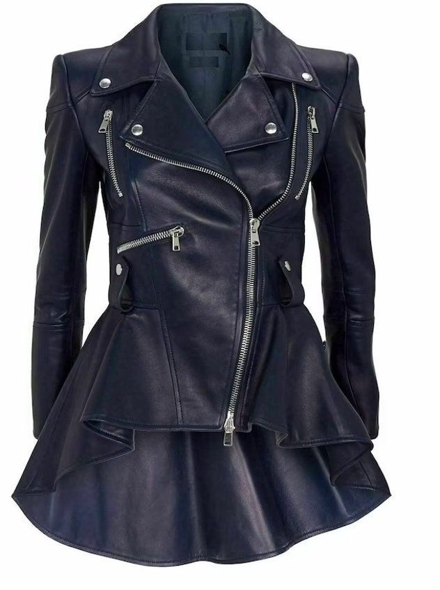 Peplum Leather Jacket Outfits
  of Women