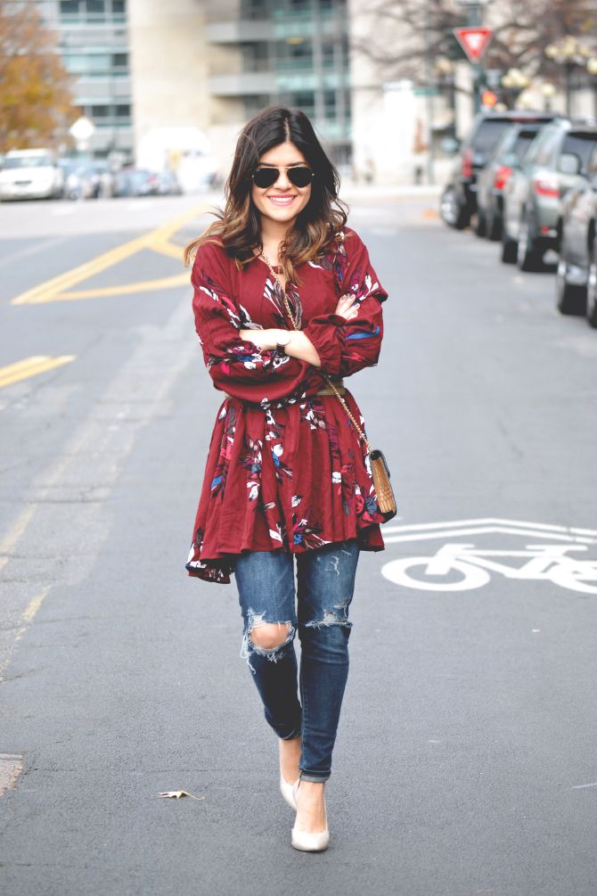 Tunic Dress with Jeans Outfit
  Ideas