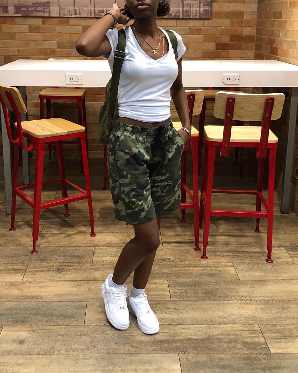 Camo Shorts Outfit Ideas for
  Women
