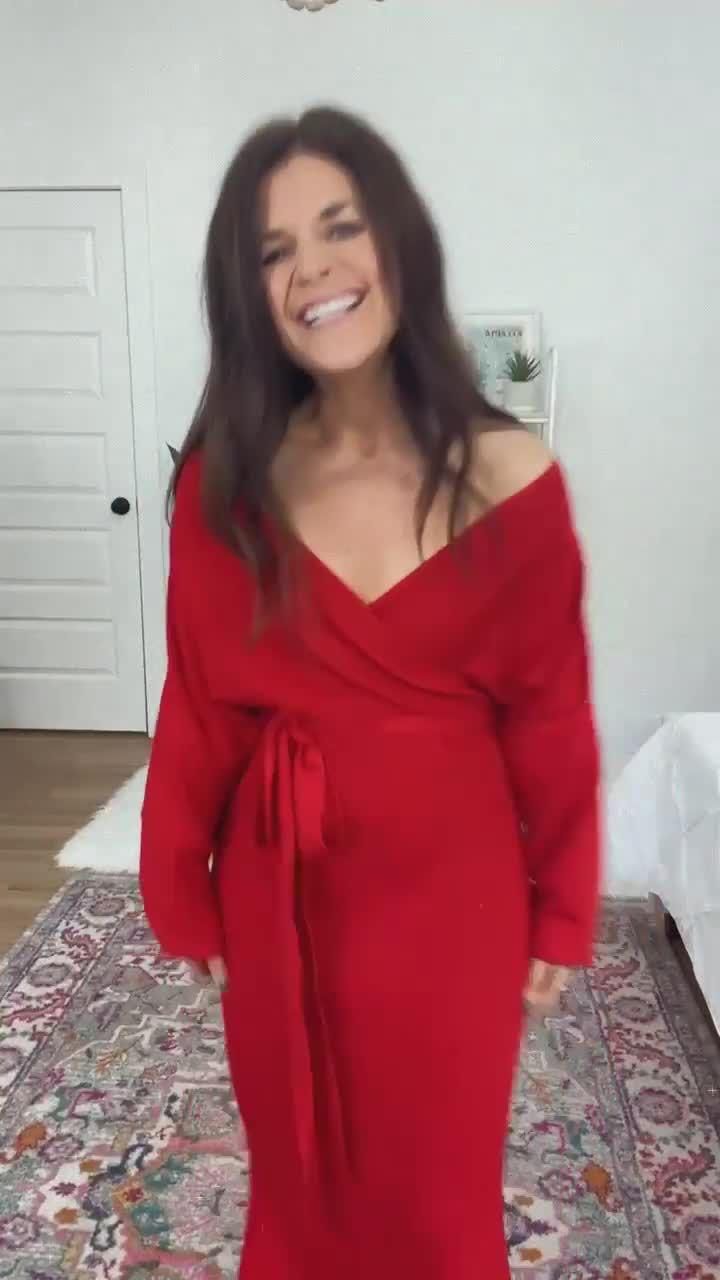 Red Sweater Dress Outfit Ideas
