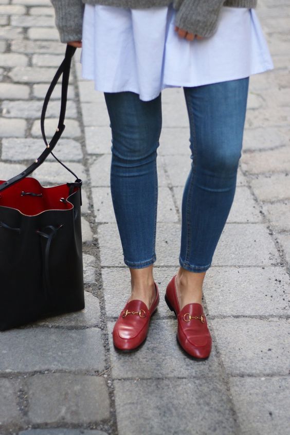Red Loafers Outfits for Ladies