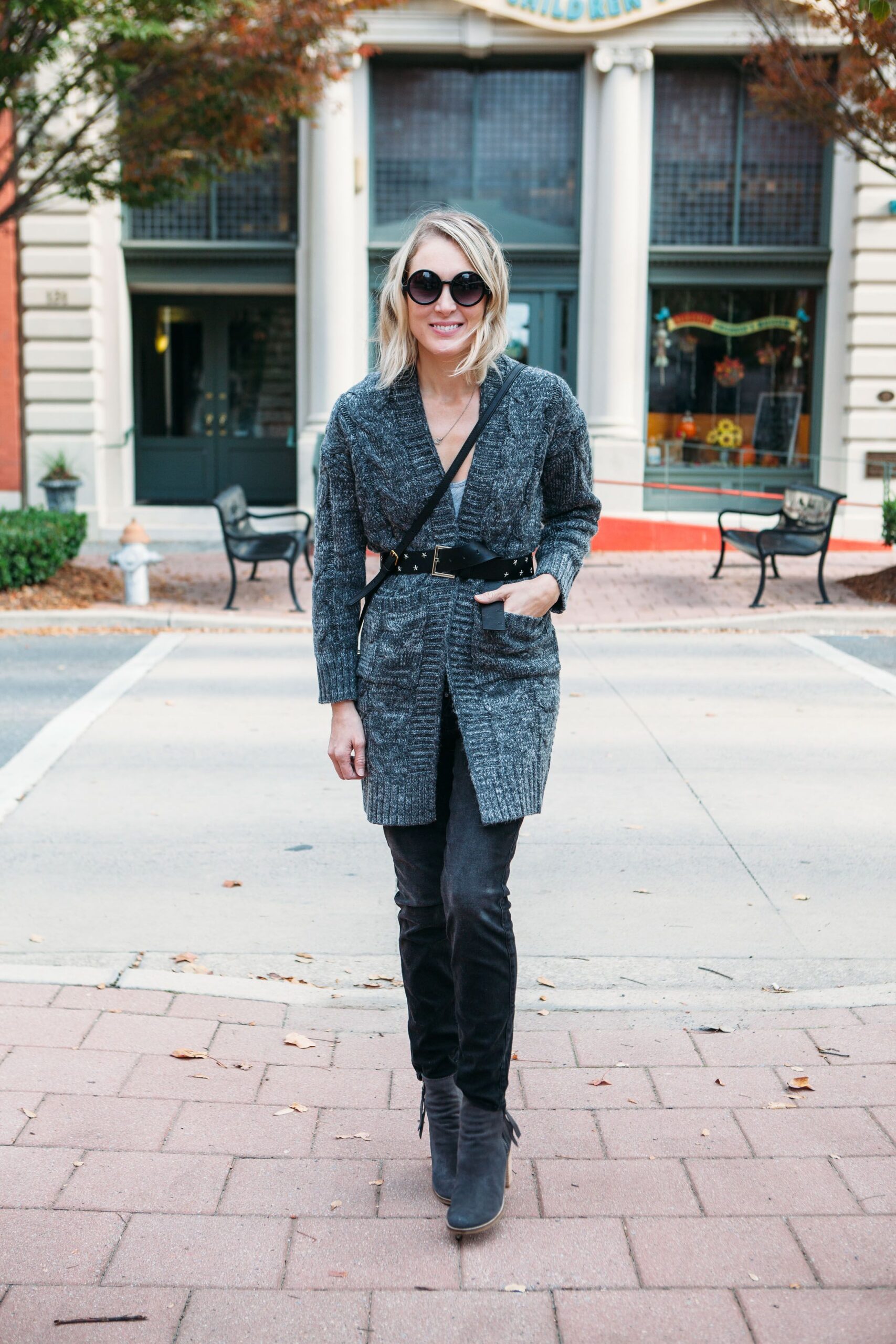 Outfit Ideas Belted Cardigan
