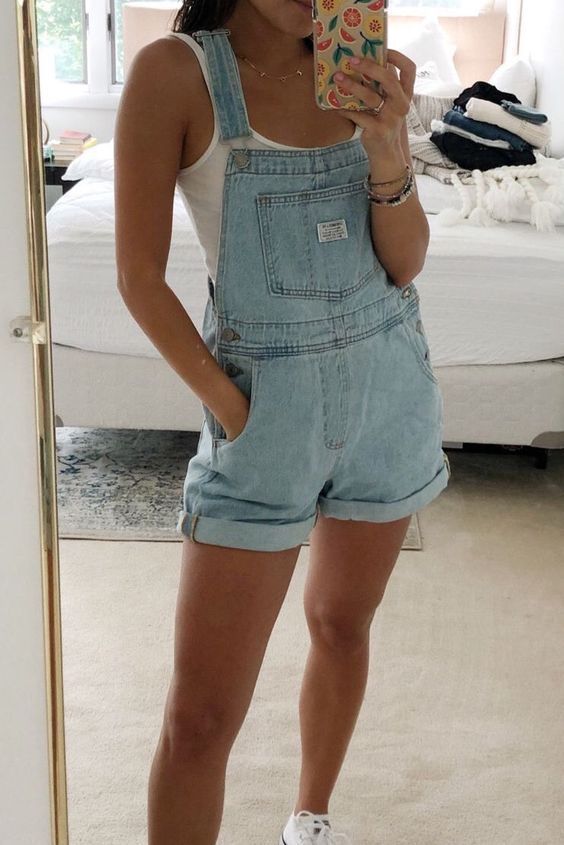 Denim Overall Shorts Outfits
  Ideas for Women