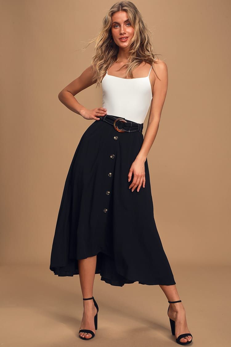 Black High Low Skirt Outfit
  Ideas