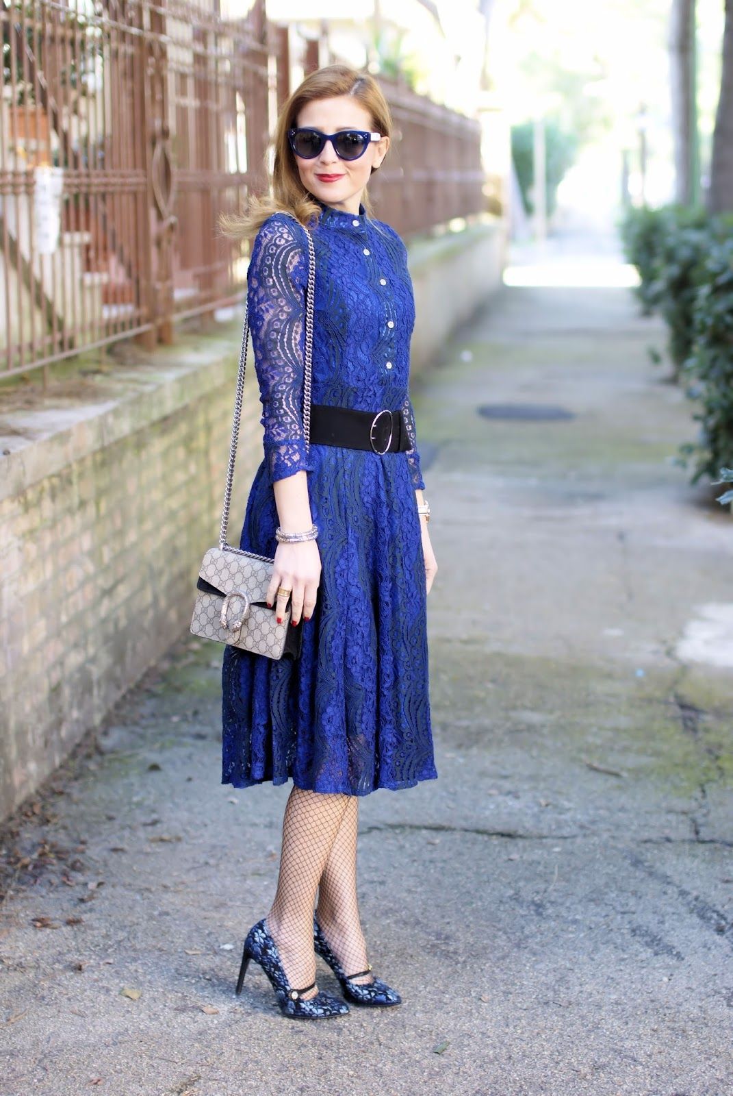 Blue Lace Dress Outfit Ideas