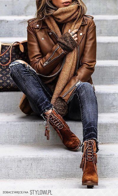Brown Leather Jacket Outfits
  for Women