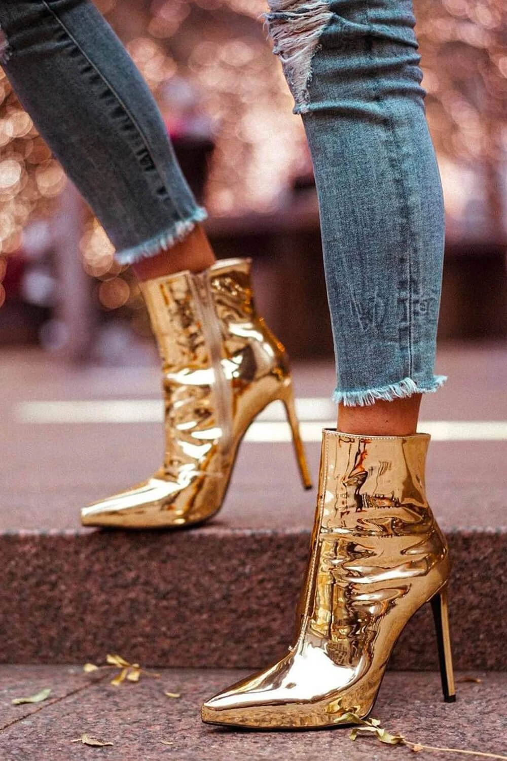 Gold Ankle Boots Outfit Ideas