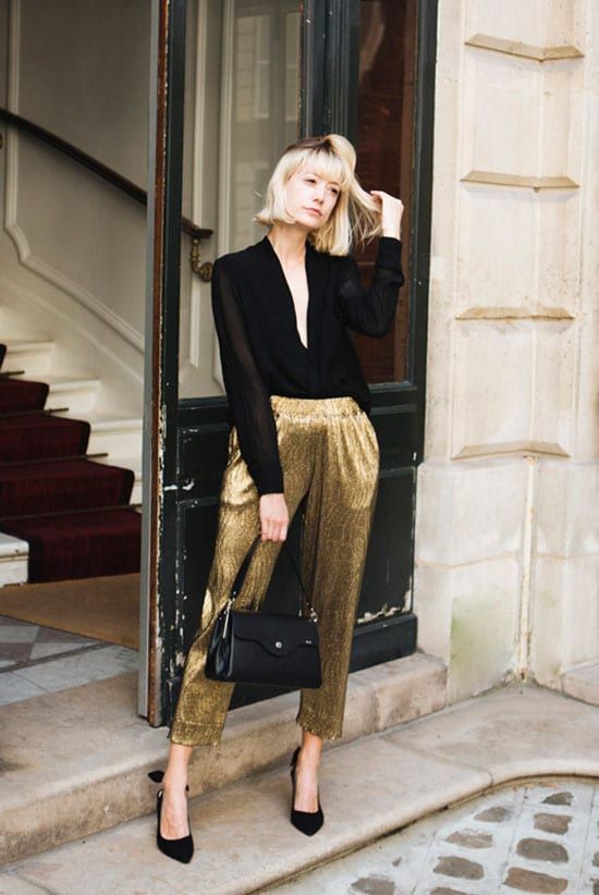 Gold Pants Outfit Ideas for
  Women