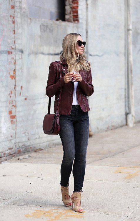 Maroon Leather Jacket Deeply
  Outfits for Ladies