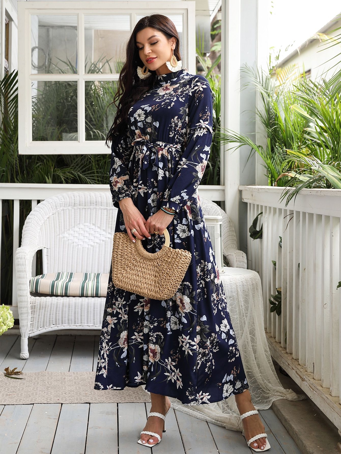 Navy Floral Dress Spring/Fall
  Outfits