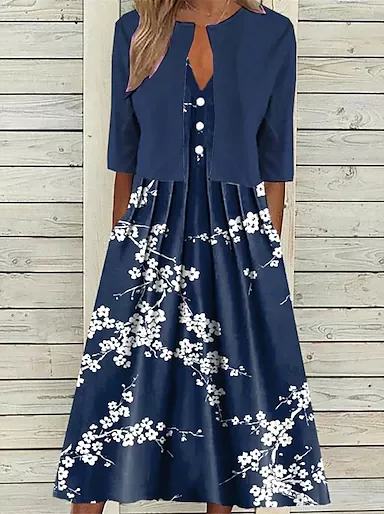 Navy Floral Dress Spring/Fall
  Outfits