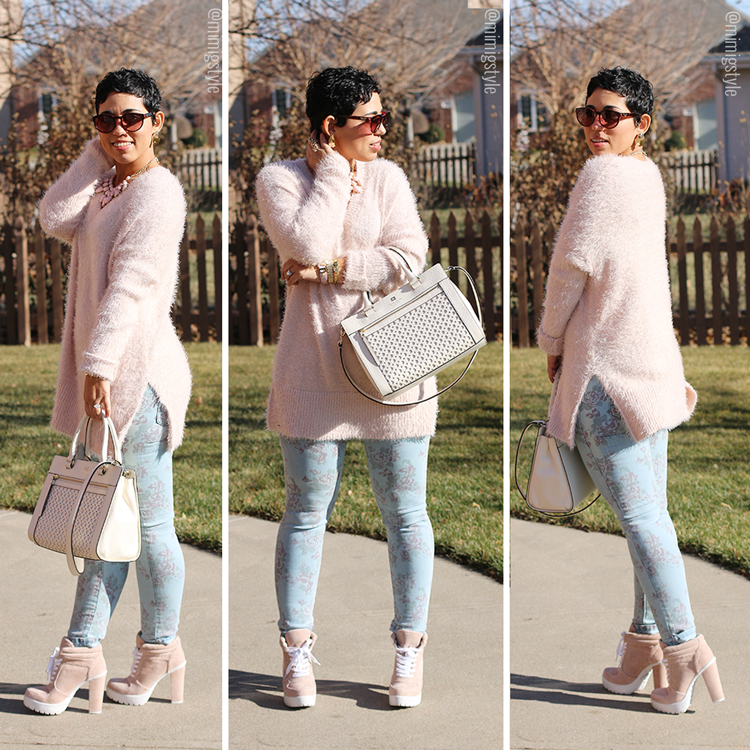 Pink Fuzzy Sweater Outfit
  Ideas for Ladies