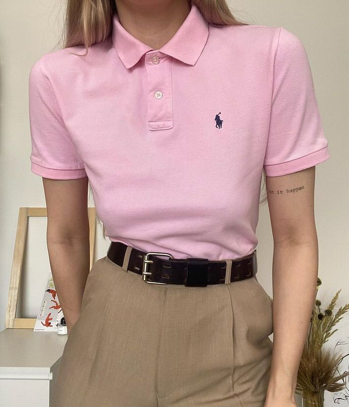 Pink Polo Shirt Casual Outfit
  Ideas for Women