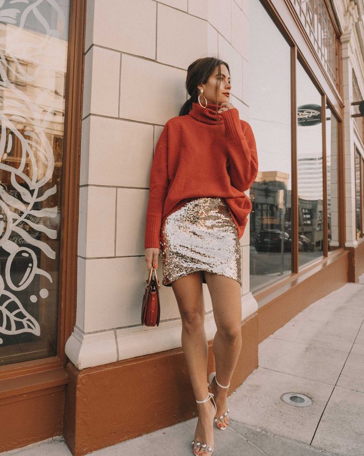 Sequin Mini Skirt Outfit Ideas