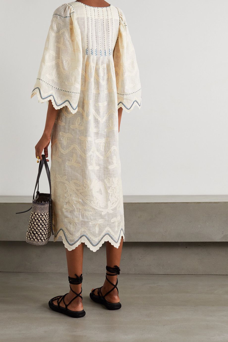 White Embroidered Dress Outfit
  Ideas