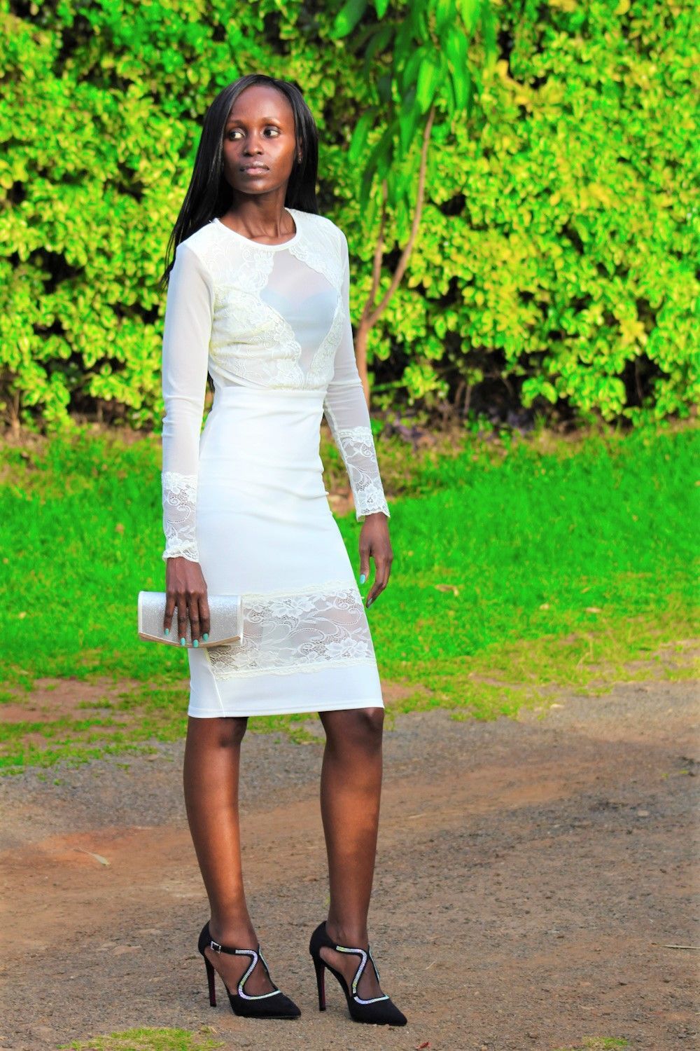 White High Neck Dress Outfit
  Ideas for Women